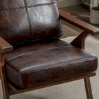 Fauteuil en cuir rembourré (cadre en bois massif, coussin amovible)
