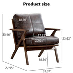 Fauteuil en cuir rembourré (cadre en bois massif, coussin amovible)