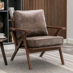 Fauteuil en cuir rembourré (cadre en bois massif, coussin amovible)