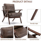 Fauteuil en cuir rembourré (cadre en bois massif, coussin amovible)