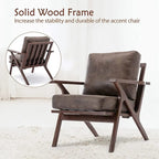 Fauteuil en cuir rembourré (cadre en bois massif, coussin amovible)