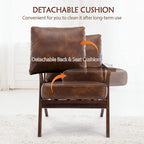 Fauteuil en cuir rembourré (cadre en bois massif, coussin amovible)