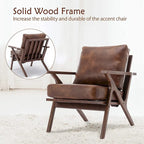 Fauteuil en cuir rembourré (cadre en bois massif, coussin amovible)