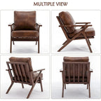 Fauteuil en cuir rembourré (cadre en bois massif, coussin amovible)