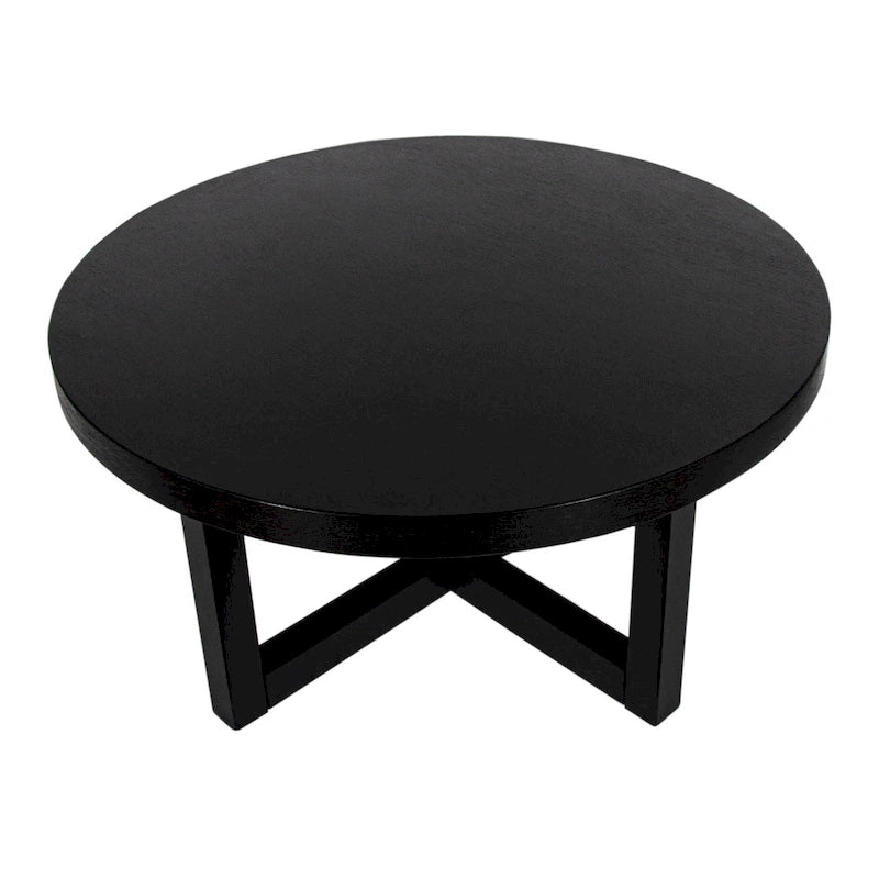 Table basse ronde en bois avec base en X de 36 pouces