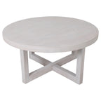 Table basse ronde en bois avec base en X de 36 pouces