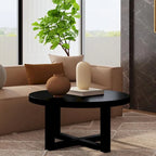Table basse ronde en bois avec base en X de 36 pouces