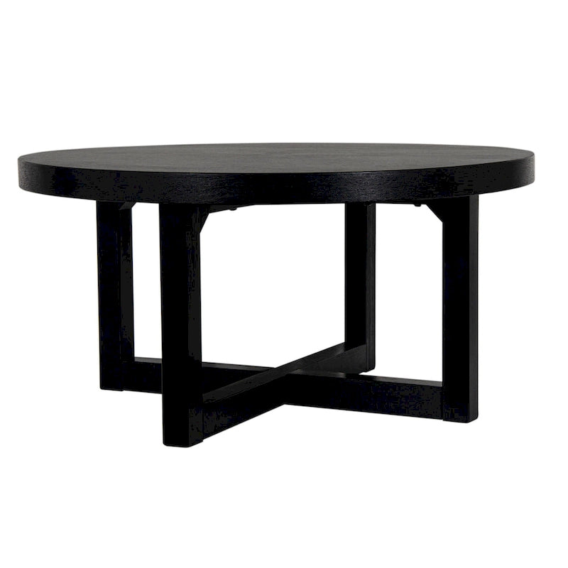 Table basse ronde en bois avec base en X de 36 pouces