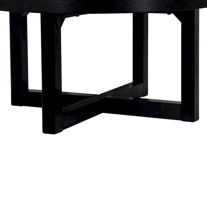 Table basse ronde en bois avec base en X de 36 pouces