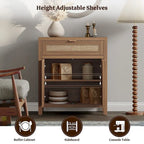 Buffet de rangement de style ferme en rotin avec tiroir