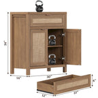 Buffet de rangement de style ferme en rotin avec tiroir