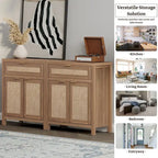 Buffet de rangement de style ferme en rotin avec tiroir