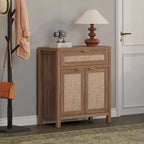Buffet de rangement de style ferme en rotin avec tiroir