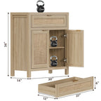 Buffet de rangement de style ferme en rotin avec tiroir