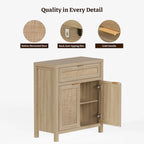 Buffet de rangement de style ferme en rotin avec tiroir