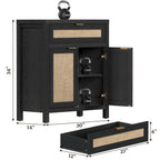 Buffet de rangement de style ferme en rotin avec tiroir