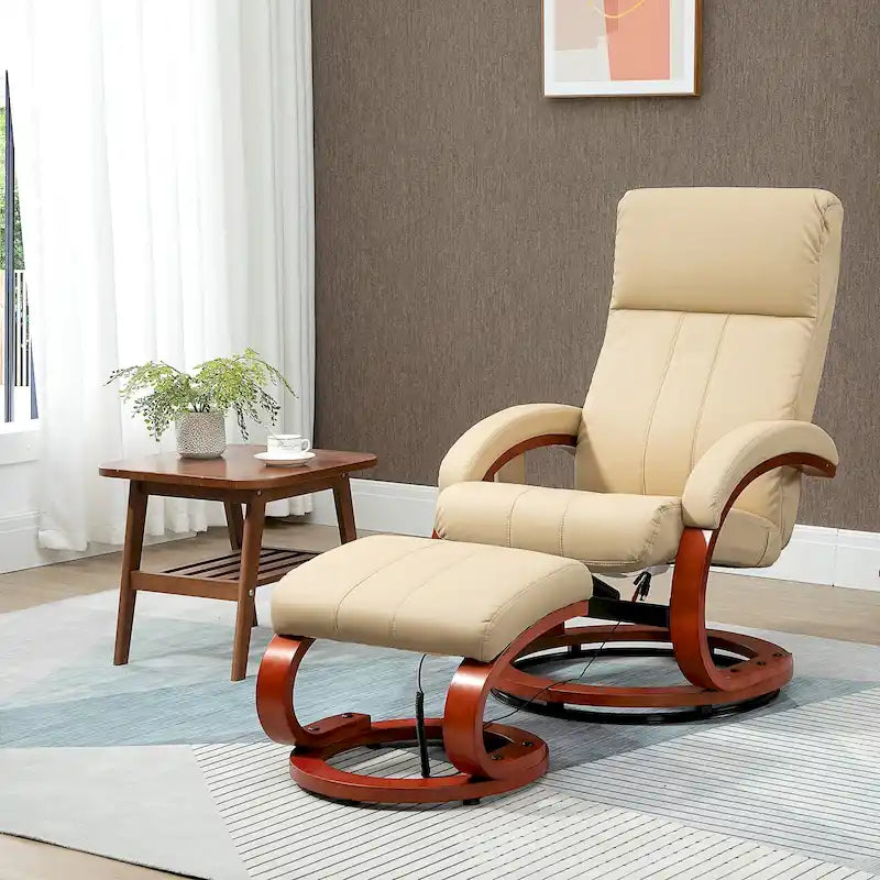 Fauteuil inclinable électrique en faux cuir avec ottoman