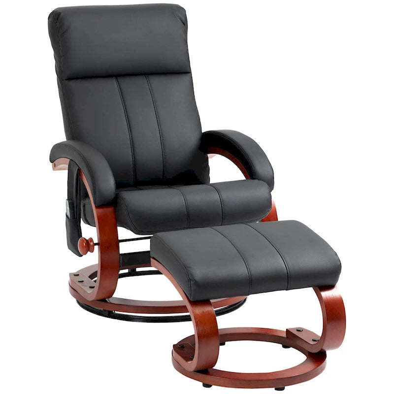 Fauteuil inclinable électrique en faux cuir avec ottoman