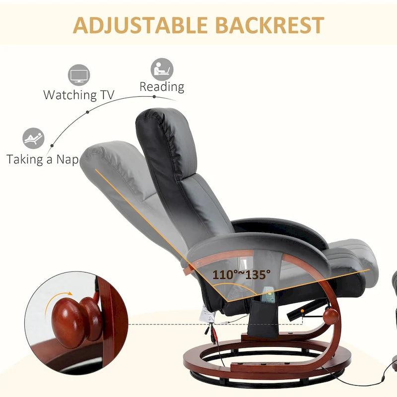 Fauteuil inclinable électrique en faux cuir avec ottoman