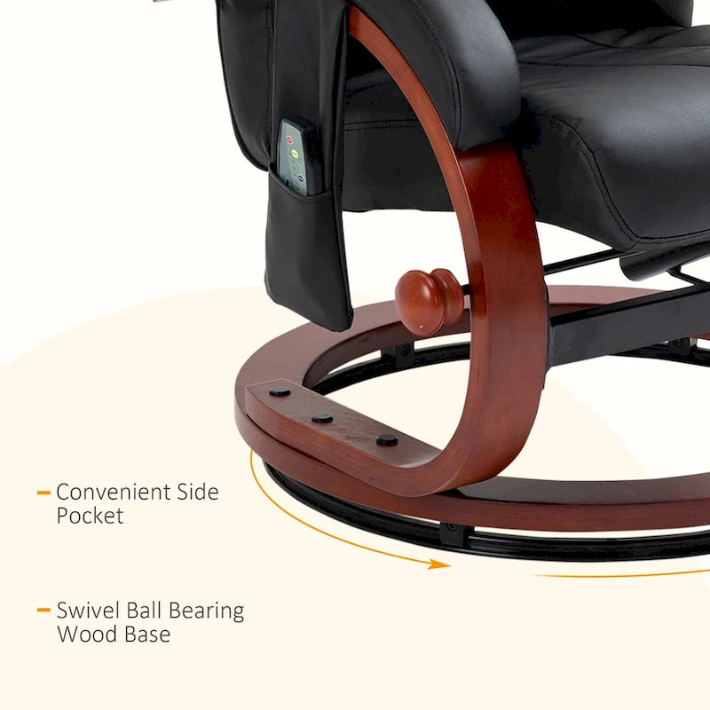 Fauteuil inclinable électrique en faux cuir avec ottoman
