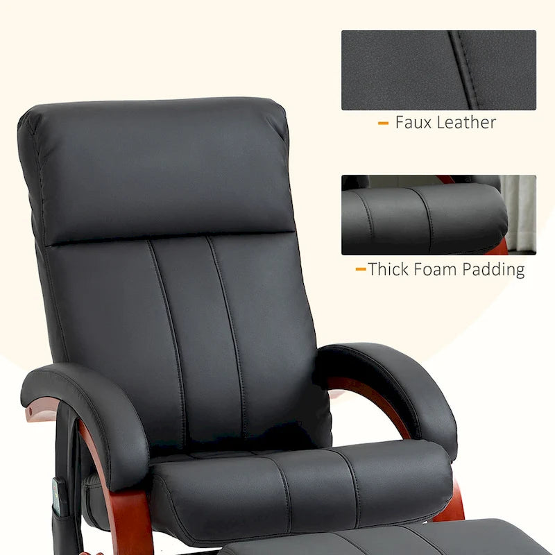 Fauteuil inclinable électrique en faux cuir avec ottoman