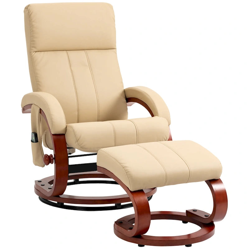 Fauteuil inclinable électrique en faux cuir avec ottoman