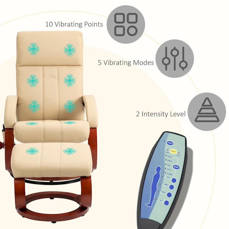 Fauteuil inclinable électrique en faux cuir avec ottoman