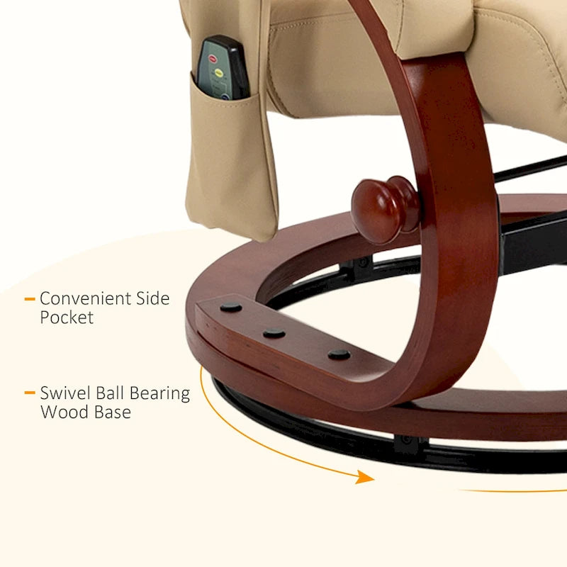Fauteuil inclinable électrique en faux cuir avec ottoman