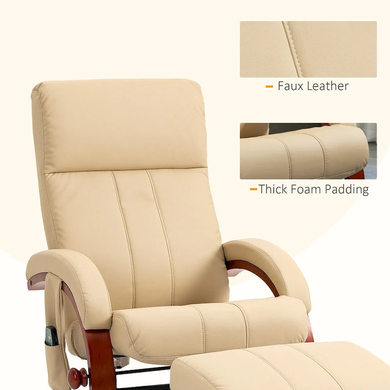 Fauteuil inclinable électrique en faux cuir avec ottoman