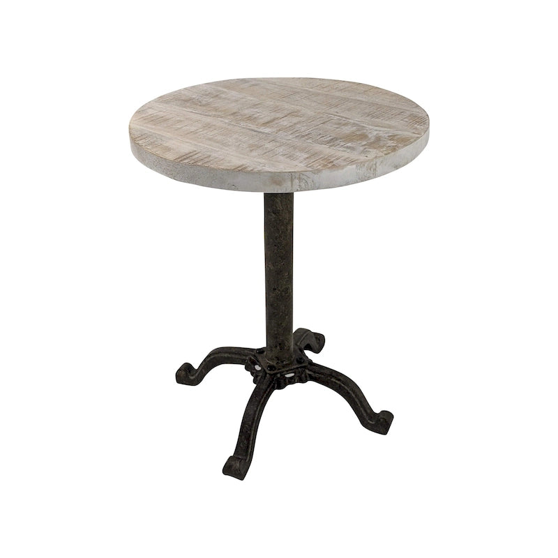 Table vintage réglable Colton – Plateau en bois flotté naturel – Piètement en fer vieilli