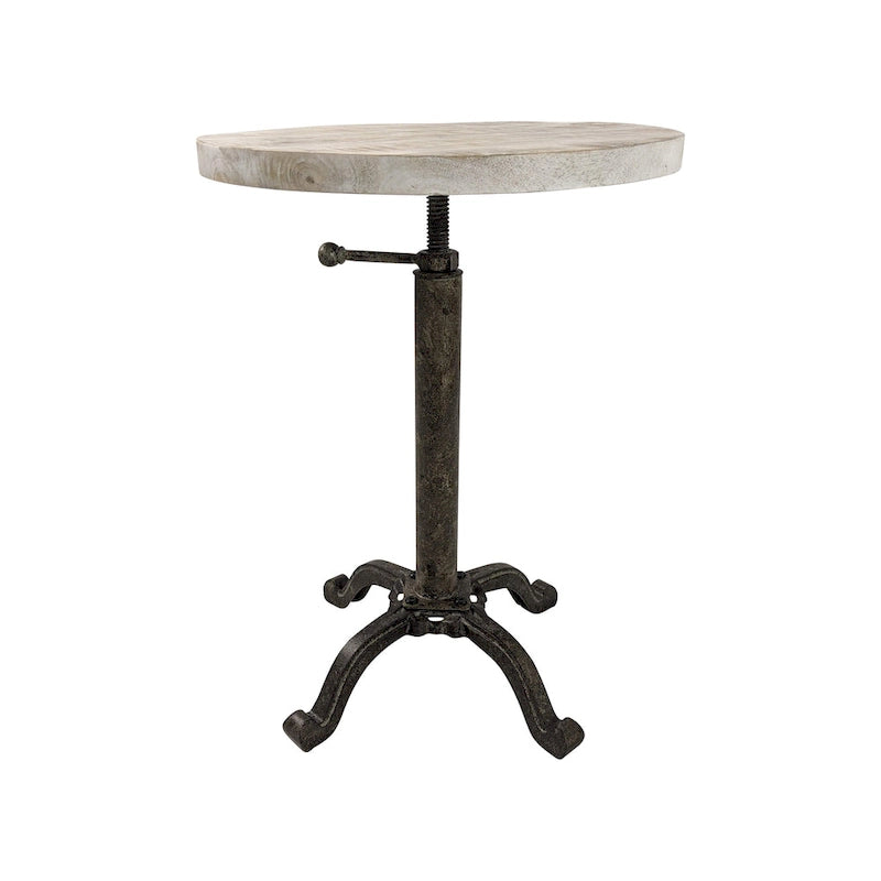 Table vintage réglable Colton – Plateau en bois flotté naturel – Piètement en fer vieilli