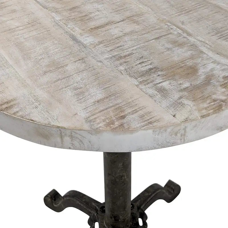 Table vintage réglable Colton – Plateau en bois flotté naturel – Piètement en fer vieilli