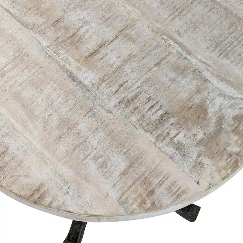 Table vintage réglable Colton – Plateau en bois flotté naturel – Piètement en fer vieilli