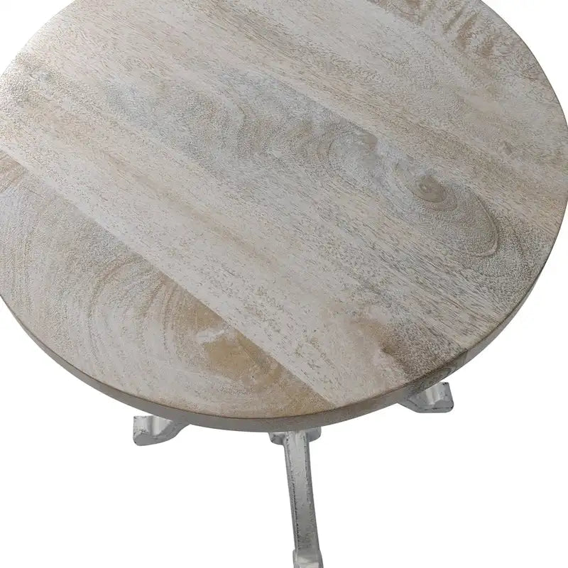 Table vintage réglable Colton – Plateau en bois flotté naturel – Piètement en fer vieilli