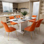 Ensemble table à manger extensible 7 pièces avec 6 chaises de salle à manger en velours