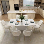 Ensemble table à manger extensible 7 pièces avec 6 chaises de salle à manger en velours