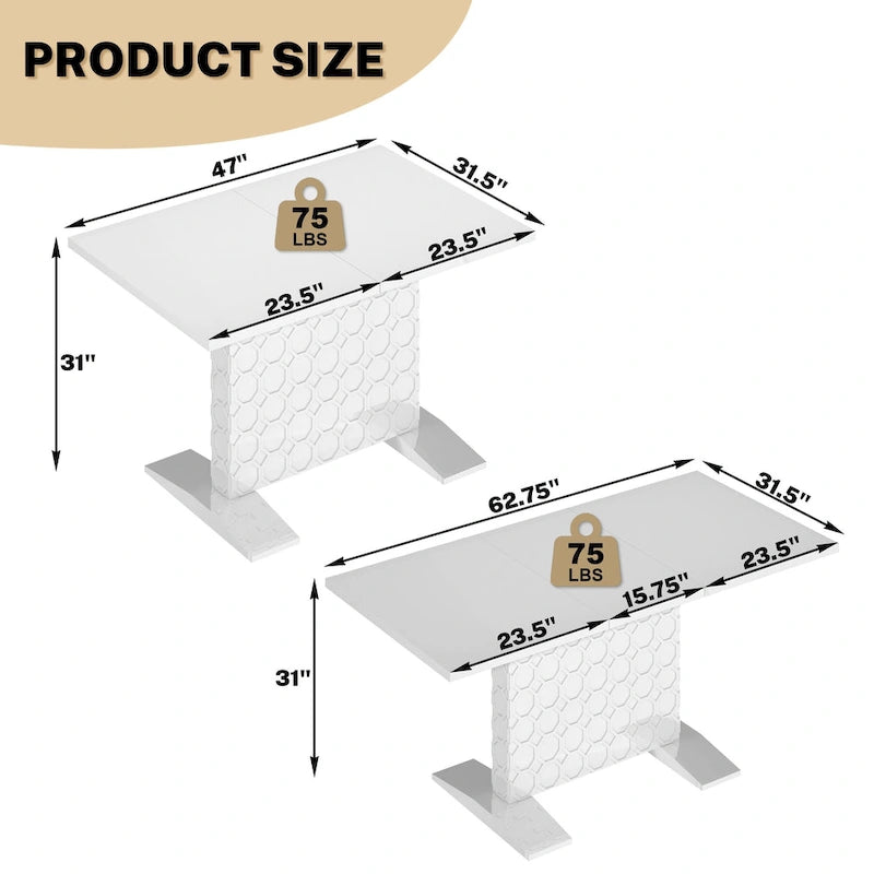 Ensemble table à manger extensible 7 pièces avec 6 chaises de salle à manger en velours