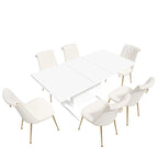 Ensemble table à manger extensible 7 pièces avec 6 chaises de salle à manger en velours