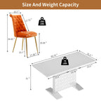 Ensemble table à manger extensible 7 pièces avec 6 chaises de salle à manger en velours