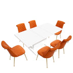 Ensemble table à manger extensible 7 pièces avec 6 chaises de salle à manger en velours