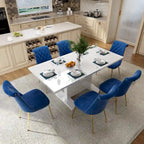 Ensemble table à manger extensible 7 pièces avec 6 chaises de salle à manger en velours