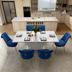 Ensemble table à manger extensible 7 pièces avec 6 chaises de salle à manger en velours