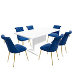 Ensemble table à manger extensible 7 pièces avec 6 chaises de salle à manger en velours