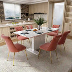 Ensemble table à manger extensible 7 pièces avec 6 chaises de salle à manger en velours