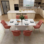 Ensemble table à manger extensible 7 pièces avec 6 chaises de salle à manger en velours
