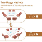 Ensemble table à manger extensible 7 pièces avec 6 chaises de salle à manger en velours