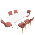 Ensemble table à manger extensible 7 pièces avec 6 chaises de salle à manger en velours