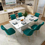 Ensemble table à manger extensible 7 pièces avec 6 chaises de salle à manger en velours