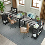 Bureau en L (avec tiroirs, étagères de rangement et prises de courant)