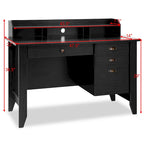 Bureau d'ordinateur en bois avec tiroirs